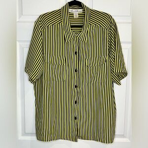 Ashley Stewart Women’s vintage yellow/blue striped button up shirt - Size 18w